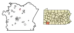 Location of Vanderbilt in Fayette County, Pennsylvania.
