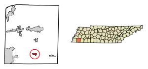 Location of Moscow in Fayette County, Tennessee.