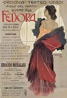 Poster for the Umberto Giordano opera "Fedora," 1899.