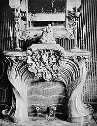 Art Nouveau mascaron on a fireplace in the house of Yvette Guilbert (Boulevard Berthier no. 23 bis), Paris, designed by Xavier Schoellkopf, c.1905
