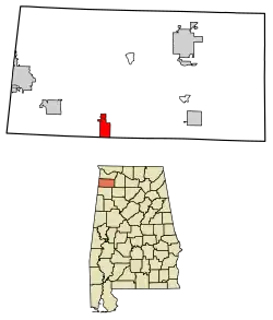 Location of Hodges in Franklin County, Alabama.