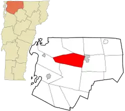 Location in Franklin County and the state of Vermont.