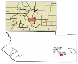 Location of Rockvale in Fremont County, Colorado.