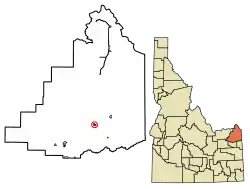 Location of Ashton in Fremont County, Idaho.