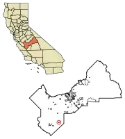 Location of Huron in Fresno County, California.