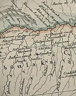 Galgai-Yurt on major-general Aleksander Khatow's&nbsp;[ru] map in 1826.