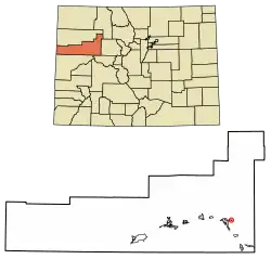 Location of the No Name CDP in Garfield County, Colorado.