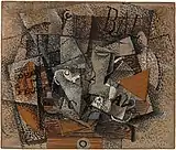 Georges Braque, 1913–14, Still Life on a Table (Duo pour Flute), oil on canvas, 45.7 × 55.2&nbsp;cm, Lauder Cubist Collection, Metropolitan Museum of Art, New York