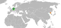 Map indicating locations of Germany and North Korea