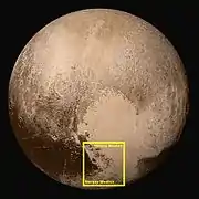 Pluto – location of Hillary Montes and Norgay Montes(context; 14 July 2015).