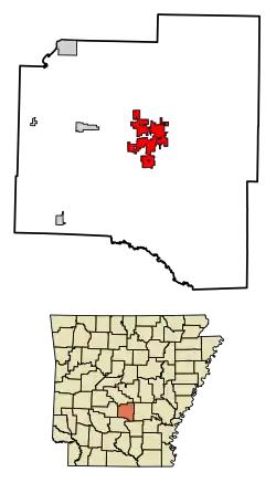 Location of Sheridan in Grant County, Arkansas.