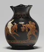 Oinochoe Chous, last decade of the 5th century BC, 9.1 × 7 cm (3.6 × 2.8 in). Probably used in a child's grave.