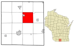 Location in Green County and the state of Wisconsin.