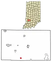Location of Newberry in Greene County, Indiana.