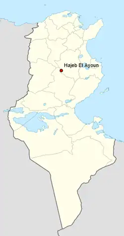 map showing the location of Hadjeh-El-Aïoun a town in Tunisia