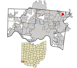 Location in Hamilton County and the state of Ohio