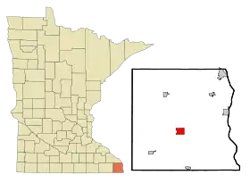Location of Caledoniawithin Houston County and state of Minnesota