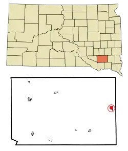 Location in Hutchinson County and the state of South Dakota