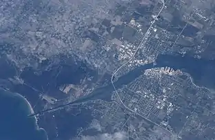 The canal (lower left) on May 16, 2005, taken from the International Space Station