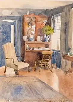 Interior of the Living Room at Weirs FarmWatercolor on paperc. 1930