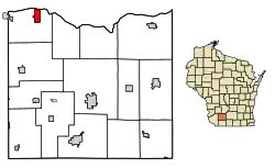 Location of Avoca in Iowa County, Wisconsin.