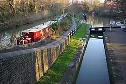 The Isis Lock that connects the Oxford Canal with Sheepwash Channel via a short stretch of the Castle Mill Stream.