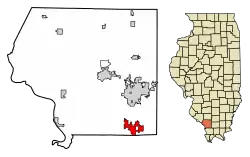 Location of Makanda in Jackson County, Illinois.