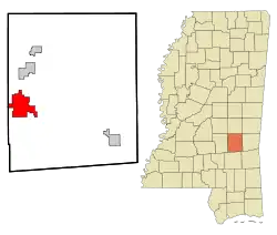 Location of Bay Springs, Mississippi