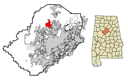 Location in Jefferson County and the state of Alabama