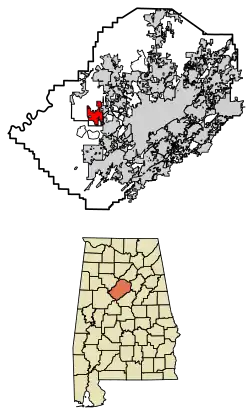 Location of Sylvan Springs in Jefferson County, Alabama.