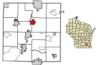 Location of Johnson Creek in Jefferson County, Wisconsin.