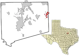 Location in Johnson County and the state of Texas