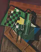 Juan Gris, September 1915, Jeu d'échecs (The Checkerboard), oil on canvas, 92.1 × 73 cm, Art Institute of Chicago