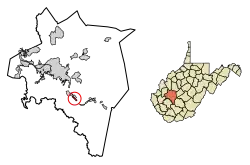 Location of Chesapeake in Kanawha County, West Virginia.