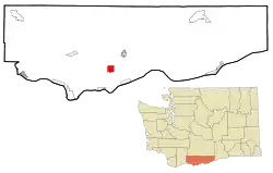 Location of Centerville in Klickitat County, Washington