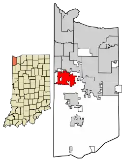Location of St. John in Lake County, Indiana.