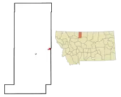 Location within Liberty County and Montana