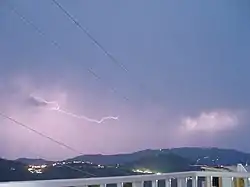 Lightning flashing just over the mountains in Murree, Pakistan