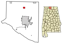 Location of Elkmont in Limestone County, Alabama.