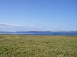 The view north from Linga Holm, towards Sanday