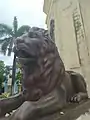Bronze lion statue