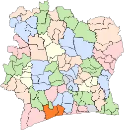 Location of Gbôklé Region in Ivory Coast