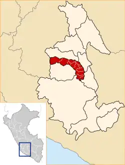 Location of Víctor Fajardo in the Ayacucho Region