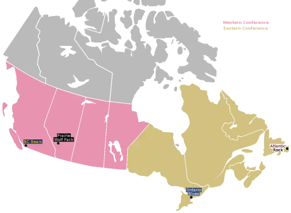 Locations of the four Canadian Rugby Championship teams.
