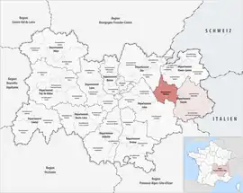 Location within the region Auvergne-Rhône-Alpes