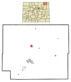 Location of the Padroni CDP in Logan County, Colorado.