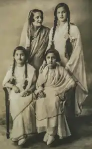 Indira Devi with her mother and two sisters