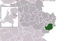 Highlighted position of Enschede in a municipal map of Overijssel