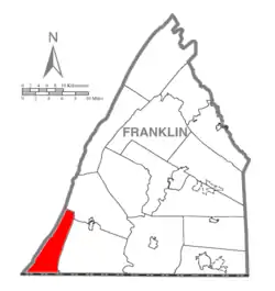 Map of Franklin County, Pennsylvania highlighting Warren Township