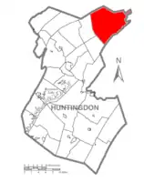 Map of Huntingdon County, Pennsylvania Highlighting Jackson Township
